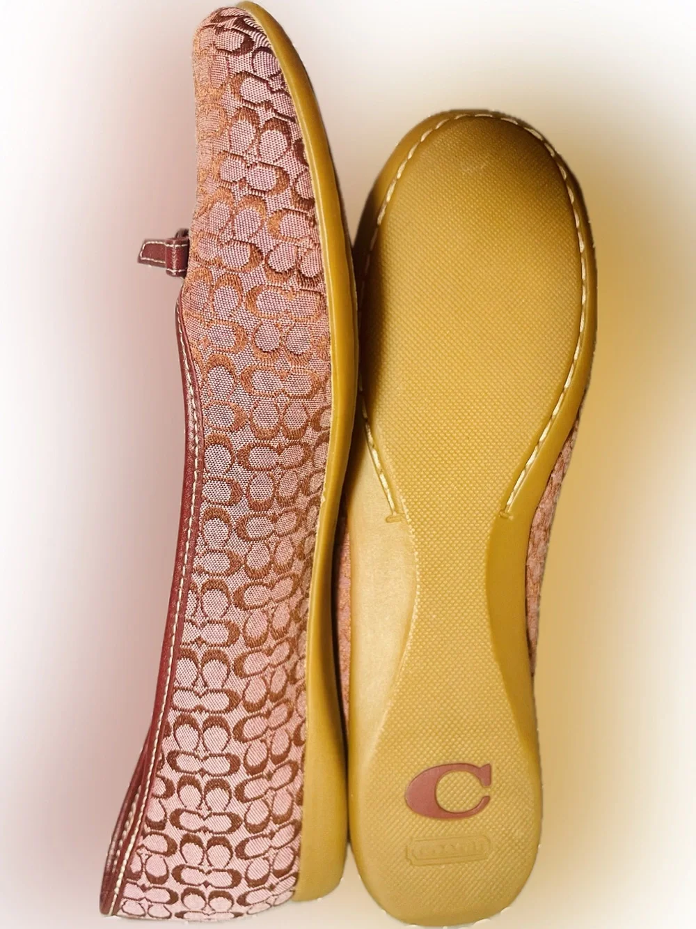 Coach Crystal Mini Nappa Signature Jacquard Bow Ballet Flats 9.5 EUC